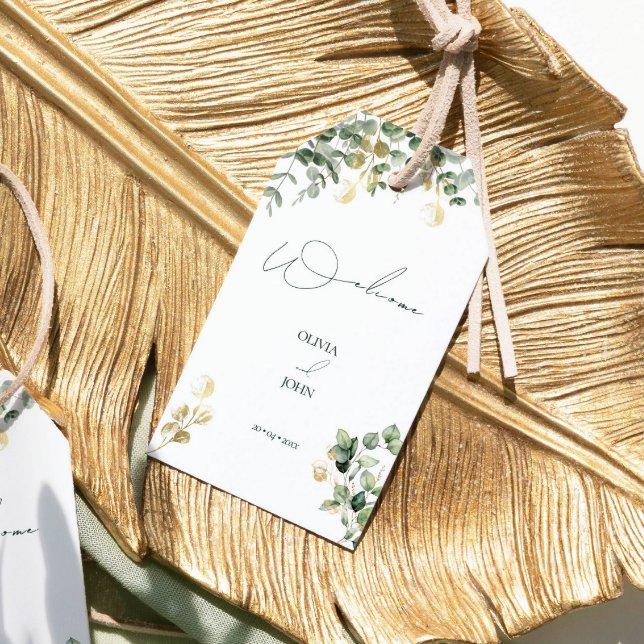 Étiquettes-cadeau Élégant Mariage de calligraphie Eucalyptus (Créateur téléchargé)