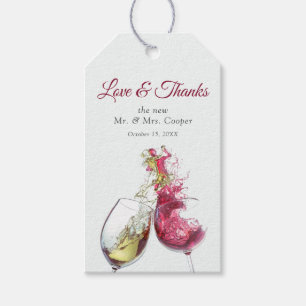 Étiquettes-cadeau Élégant Mariage de danse du vin rouge et blanc