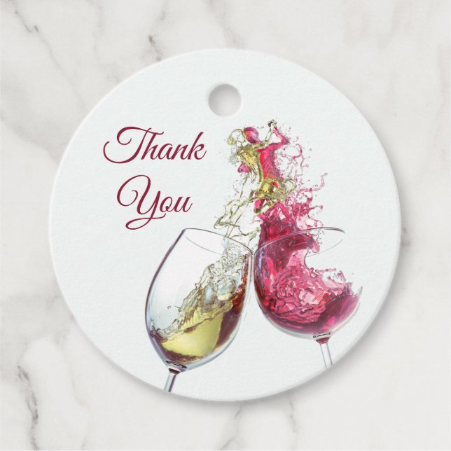 Étiquettes Cadeau Élégant Mariage de danse du vin rouge et blanc (Devant)