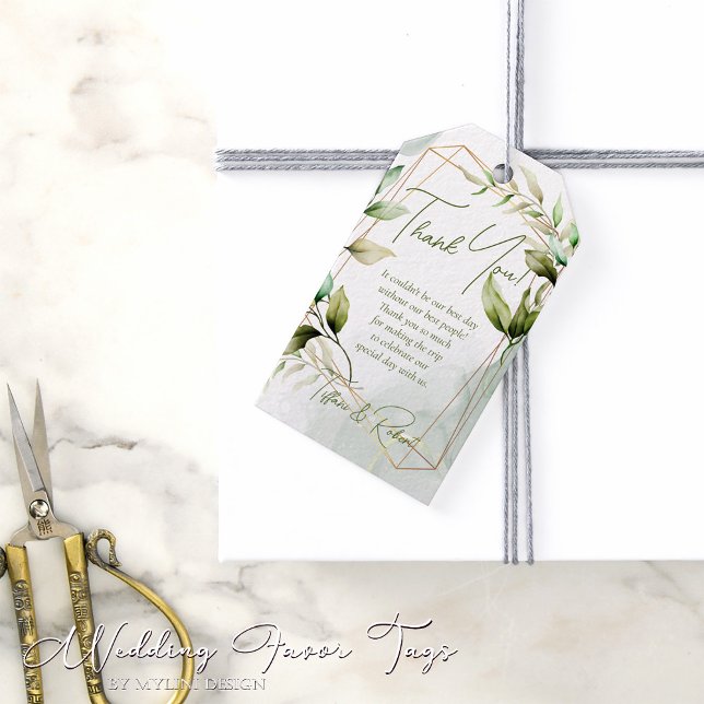 Étiquettes-cadeau Élégant Mariage de feuillage Eucalyptus Vert Sage (Créateur téléchargé)