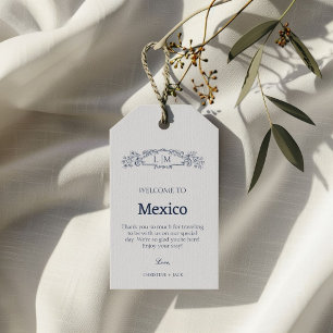 Étiquettes-cadeau Élégant mariage de monogramme de la crête botaniqu