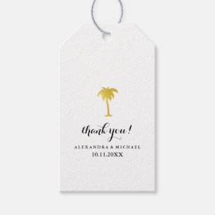 Étiquettes-cadeau Elégant Mariage de palmier d'or Faux