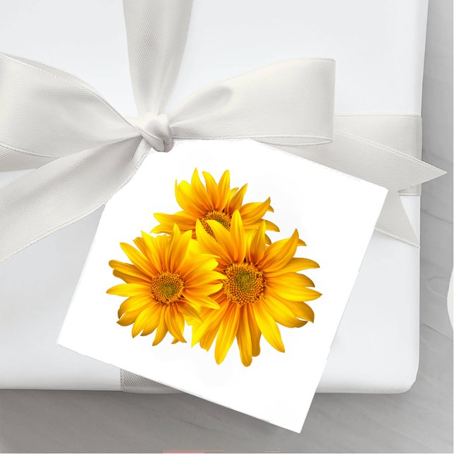Étiquettes Cadeau Élégant Mariage de tournesol jaune Floral (Créateur téléchargé)