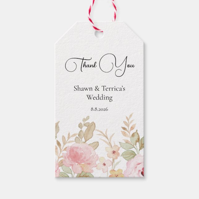 Étiquettes-cadeau Élégant Mariage floral Mariage personnalisé (Devant)