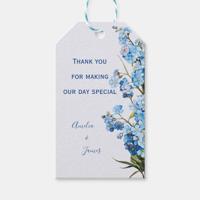Étiquettes-cadeau Élégant Mariage floral romantique "Oubliez-moi-ne- (Devant)