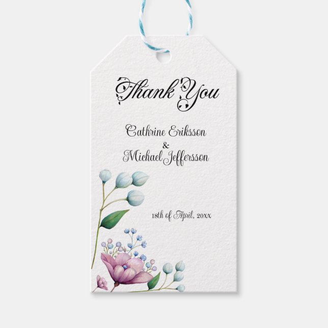Étiquettes-cadeau Élégant Mariage Floral Soft Botanical Romance (Devant)