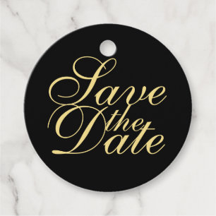 Étiquettes Cadeau Élégant mariage noir et or Enregistrer la date
