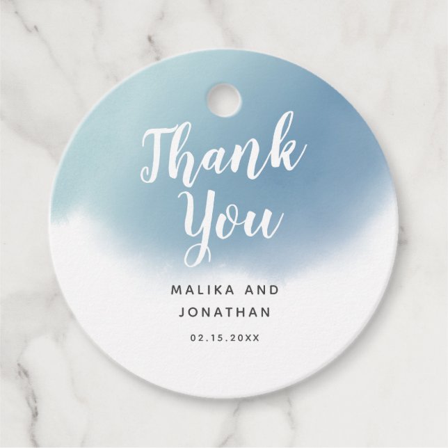 Étiquettes Cadeau Elégant Mariage Ombre couleur bleu (Devant)