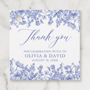 Étiquettes Cadeau Élégant Mariage Vintage victorien bleu floral