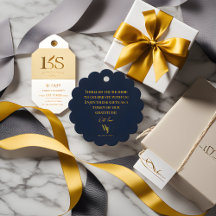 Elégant Marine Bleu et Gold Wedding Favor Tags - P