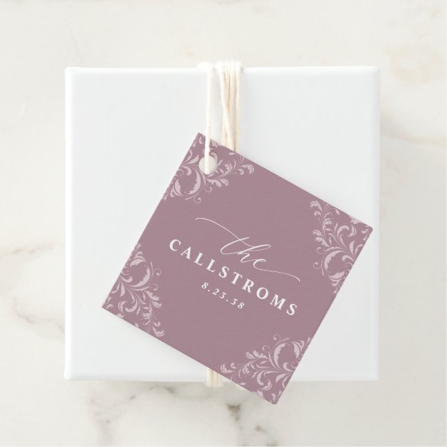 Étiquettes Cadeau Elégant Mauve Dusty Rose Mariage Classy Favoriser  (En situation)