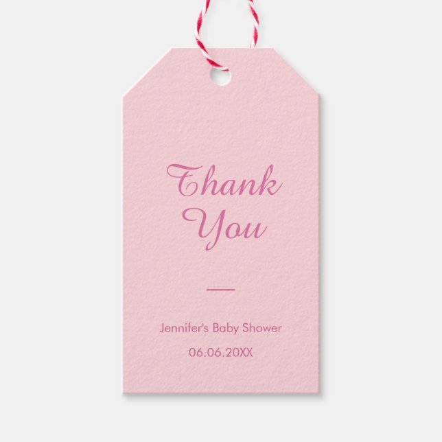 Étiquettes-cadeau Élégant Merci de Baby shower rose pâle moderne (Devant)
