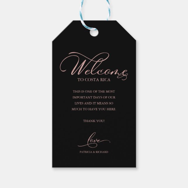 Étiquettes-cadeau Elégant Merci de bienvenue de mariage de destinati (Devant)