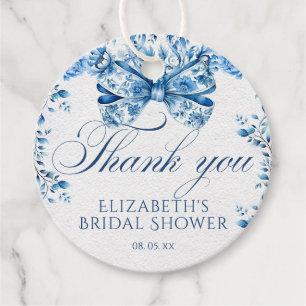 Étiquettes Cadeau Élégant Merci de calligraphie de boue florale bleu