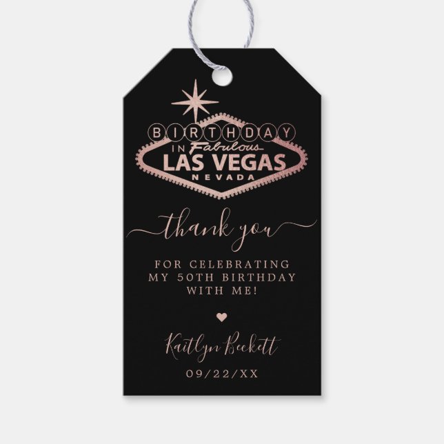Étiquettes-cadeau Elégant Merci de fête d'anniversaire de Las Vegas (Devant)