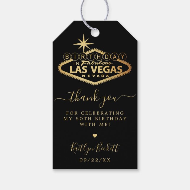 Étiquettes-cadeau Elégant Merci de fête d'anniversaire de Las Vegas (Devant)