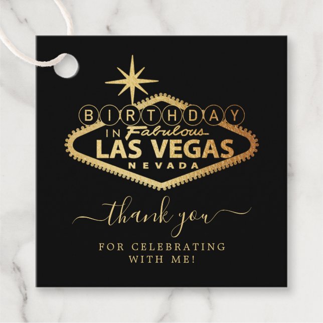Étiquettes Cadeau Elégant Merci de fête d'anniversaire de Las Vegas (Devant)