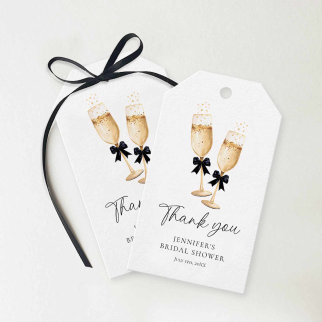Étiquettes-cadeau Élégant Merci de Fête des mariées Champagne (Elegant Champagne Cheers Thank you tags)