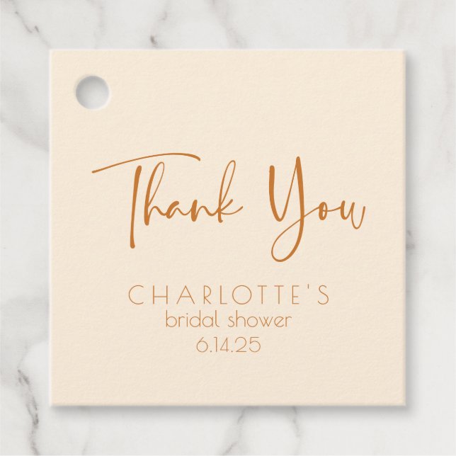 Étiquettes Cadeau Élégant Merci de script Fête des mariées rose chau (Devant)