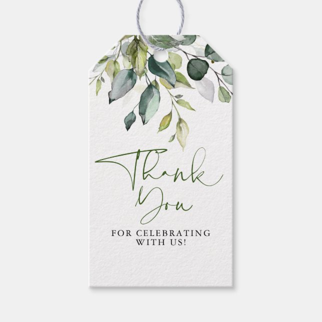 Étiquettes-cadeau Elégant Merci de verdure Eucalyptus (Devant)