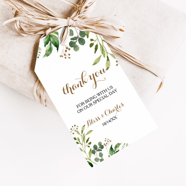 Étiquettes-cadeau Elégant Merci de verdure feuille Eucalyptus (Créateur téléchargé)