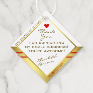 Étiquettes Cadeau Élégant Merci d'emballage de produits blanc et or