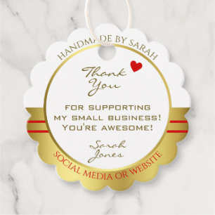 Étiquettes Cadeau Élégant Merci d'emballage de produits blanc et or