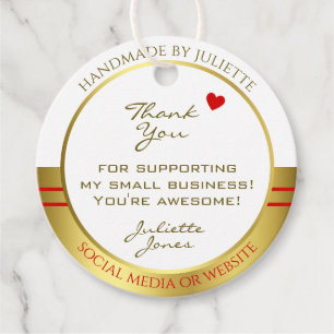 Étiquettes Cadeau Élégant Merci d'emballage de produits blanc et or