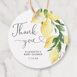 Étiquettes Cadeau Élégant Merci douche citron Favoriser Tags