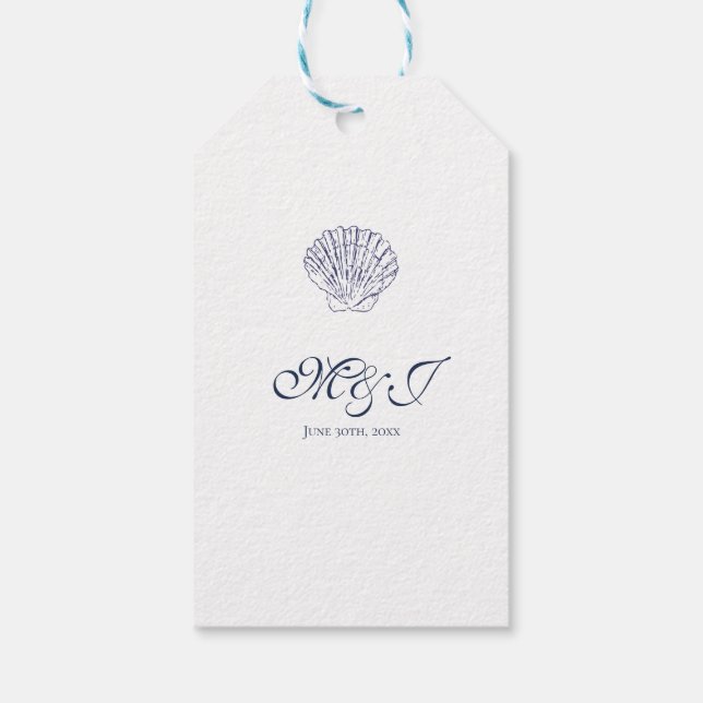 Étiquettes-cadeau Élégant Merci Mariage de coque bleu foncé (Dos)