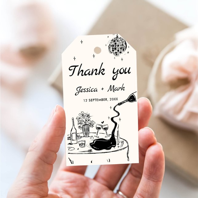 Étiquettes-cadeau Élégant Merci Mariage Disco (Créateur téléchargé)