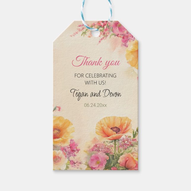 Étiquettes-cadeau Élégant Merci Mariage Floral de printemps (Devant)