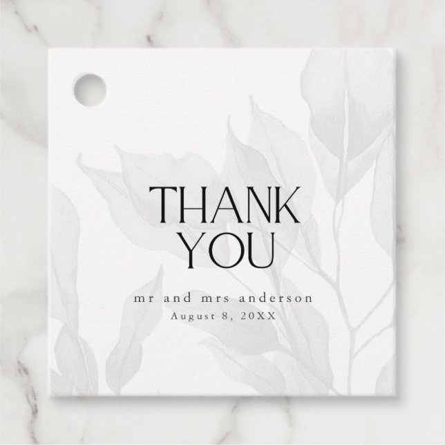 Étiquettes Cadeau Élégant Merci Mariage gris (Devant)
