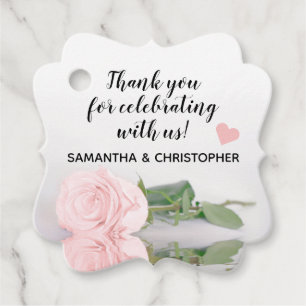 Étiquettes Cadeau Élégant Merci Mariage rose rose pâle
