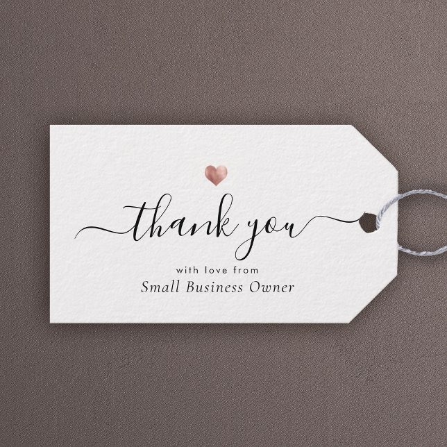 Étiquettes-cadeau Élégant Merci moderne Script Rose Gold Business (Créateur téléchargé)
