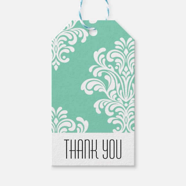 Étiquettes-cadeau Elégant modèle Damask Merci (Devant)