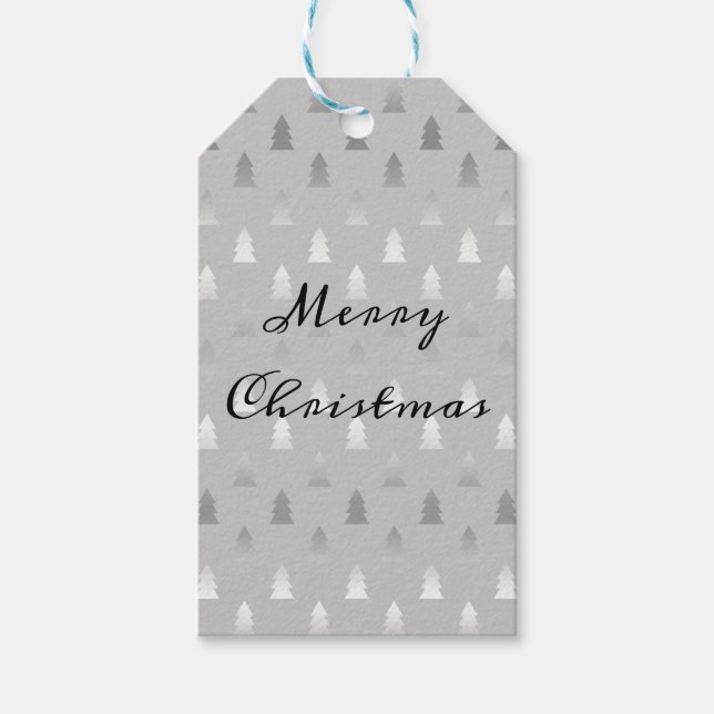 Étiquettes-cadeau élégant moderne argent motif de Noël (Devant)