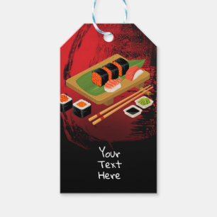 Étiquettes-cadeau Élégant Moderne Élégant Événement de Sushi Noir et