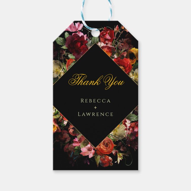 Étiquettes-cadeau Élégant moderne moody fleurs mariage (Devant)