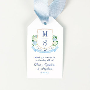 Étiquettes-cadeau Élégant Monogramme côtier Mariage Faveur Tags