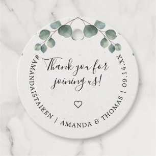 Étiquettes Cadeau Élégant Monogramme d'aquarelle Eucalyptus