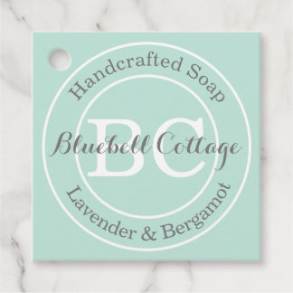Étiquettes Cadeau Élégant Monogramme vert de menthe moderne savon fa