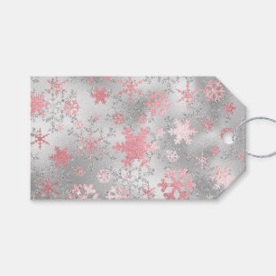 Étiquettes-cadeau Élégant Motif de Noël Silver Pink