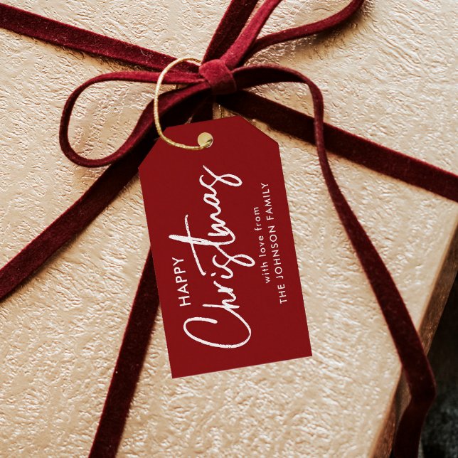 Étiquettes-cadeau Élégant Noël rouge (Créateur téléchargé)