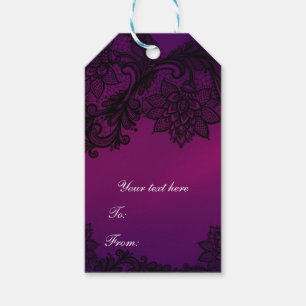 Étiquettes-cadeau Élégant noir dentelle rose et violet Party