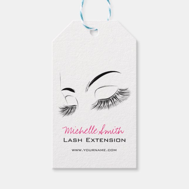 Étiquettes-cadeau Elégant noir et blanc Eyelashes Dessin Barre Lash (Devant)