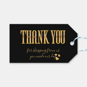 Étiquettes-cadeau élégant noir et or merci entreprise