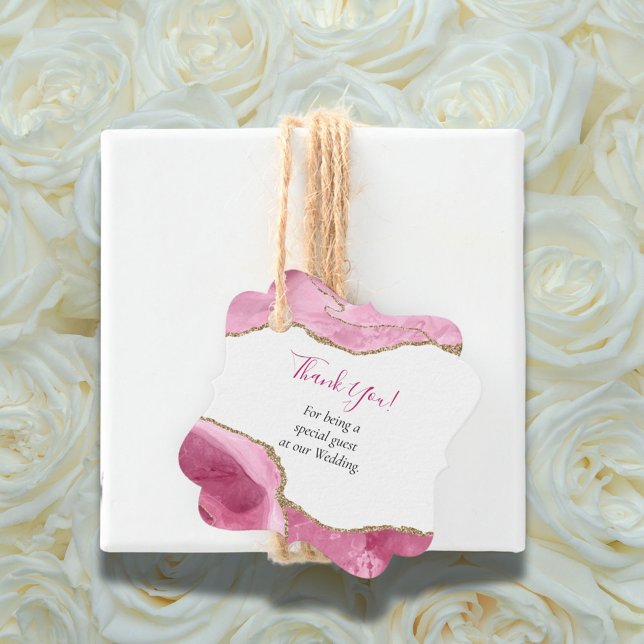 Étiquettes Cadeau Elégant or et rose chaud Agate Mariage en pierre (Créateur téléchargé)