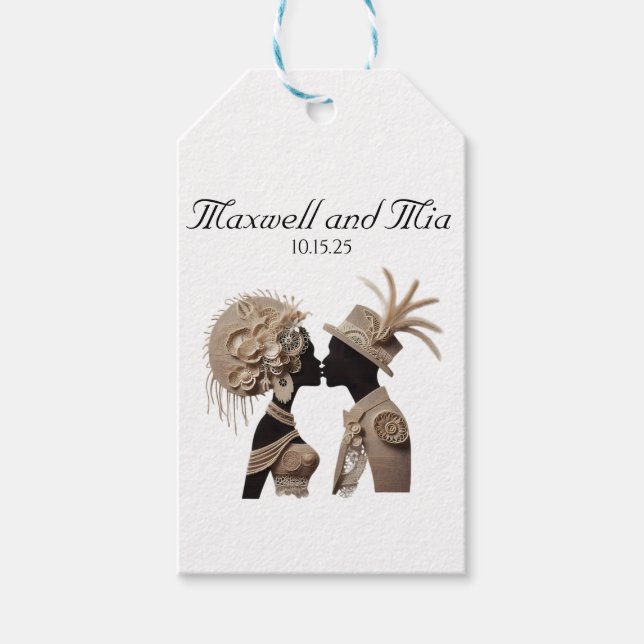 Étiquettes-cadeau Élégant Papier de réception de mariage serviettes (Devant)