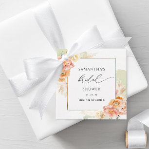Étiquettes Cadeau Élégant Peach Cream et floral vert Baby Shower